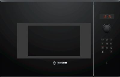 Le micro-ondes est noir et dispose d'un écran numérique sur la porte.