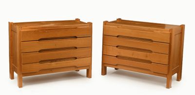 paire de tables de chevet de style « mid-century » en pin massif
