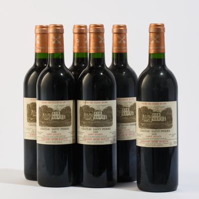 six bouteilles de vin sont alignées sur une surface blanche