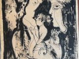 an image of a black and white drawing of a group of people