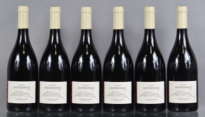 six bottles of wine are lined up in a row on a table
