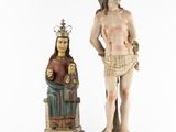two statues of jesus and a woman with a crown on their heads