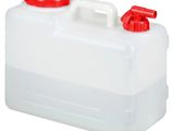 un récipient en plastique blanc muni d'un couvercle rouge et d'une poignée rouge