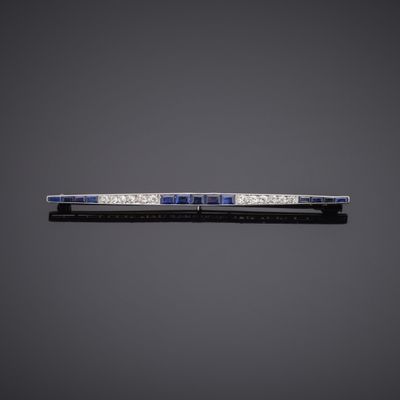 a sapphire and diamond bar broochle