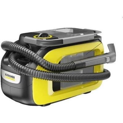 un aspirateur jaune et noir sur fond blanc