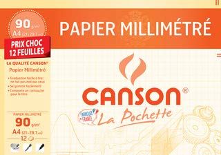 CANSON - Papier Millimétré A4 - 90g - 12 feuilles - Graduati…