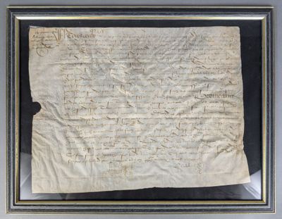 a piece of paper with writing on it in a frame