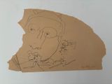 a drawing of a man with a face on a piece of paper