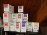 boxes stacked on top of each other on a table in a room