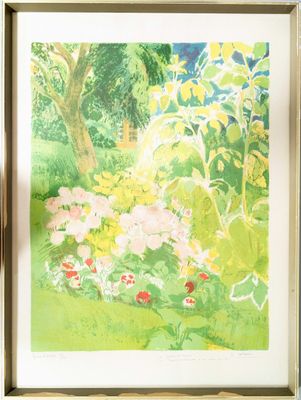 Paul COLLOMB (1921-2010). Jardin aux parasols.