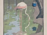 a picture of a flamingo standing in the water
