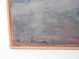 a painting on the wall of a room that has a picture of a man on a surfboard