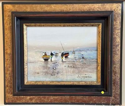 une image d'un tableau représentant un bateau sur l'eau