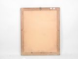 an old wooden frame with a picture hanging on the wall