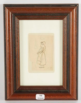 le dessin d'un homme portant un chapeau et un manteau, tenant une canne