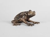 figurine en bronze représentant une grenouille sur fond blanc
