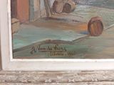 a picture of a painting of a man sitting on a bench