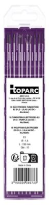 un paquet de feutres violets dans un étui en plastique sur fond blanc