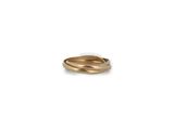 a close up of a gold ring on a white background