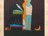 an image of a painting of a man with a bandage on his arm