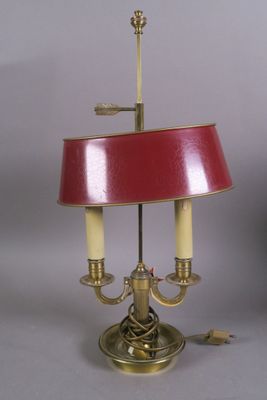 Petite lampe bouillotte électrifiée en bronze doré et laiton à deux lu - Photo 1