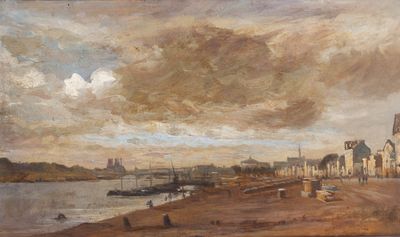 ECOLE FRANCAISE (XIXe), « Paris, depuis les quais de Bercy », Huile su - Photo 1