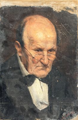 portrait of an old man in a tuxedo and bow tie
