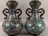 pair of chinese cloise vases with handles and handles