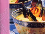 a picture of a cookbook with a picture of a bowl of soup