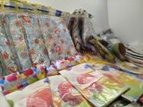 many bags of wrapping material on a table