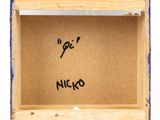 a close up of a wooden box with writing on it