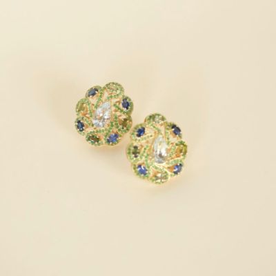 Paire de boucles d'oreilles stylisant des fleurs en argent v…