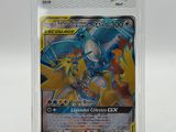 a close up of a pokemon card in a plastic holder