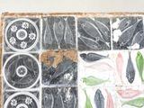 a close up of a painting with many different colors