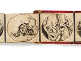 un vieux livre sur lequel figurent des dessins de personnes et d'animaux