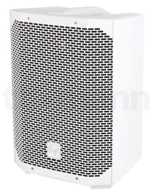 a white speaker on a white background