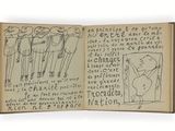 un vieux livre sur lequel figure le dessin d'un homme