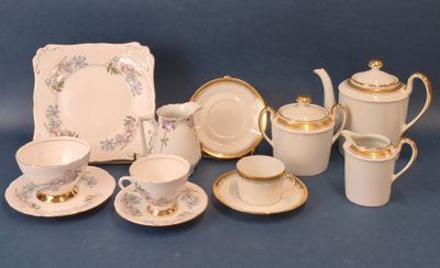 many different types of tea and coffee sets on the table