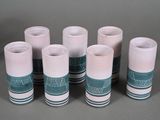six cups that are sitting next to each other