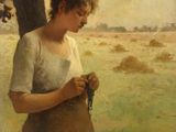 une image représentant un tableau où l'on voit une femme debout sous un arbre
