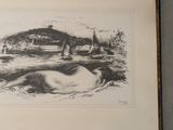 a black and white drawing of a cow laying on the ground