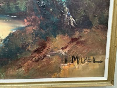 a painting on the wall of a room with a painting on it