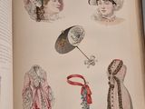 a book with a picture of women ' s hats and umbrellas on it