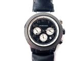 michael korsch men ' s watch with black leather strap and diamond bezel