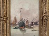 an image of a painting of a boat in the water