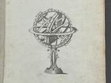 an open book with a drawing of a globe on it