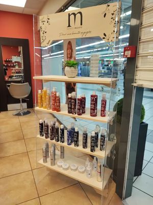a display of hair products in a store