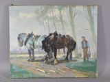 un tableau représentant deux chevaux côte à côte
