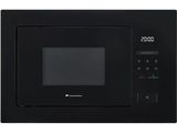 a black microwave oven sitting on top of a white counter