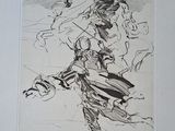 une image représentant un dessin d'un homme à cheval